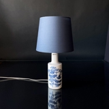 Rund cylinderformet lampeskærm 20 cm i højden, blå chintz stof