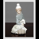 Lladro Boy sitting with sheep, figurine