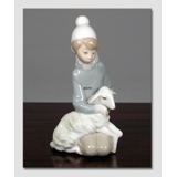 Lladro Boy sitting with sheep, figurine