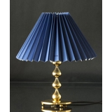 Plissé lampeskærm i blå chintz stof, sidelængde 21cm