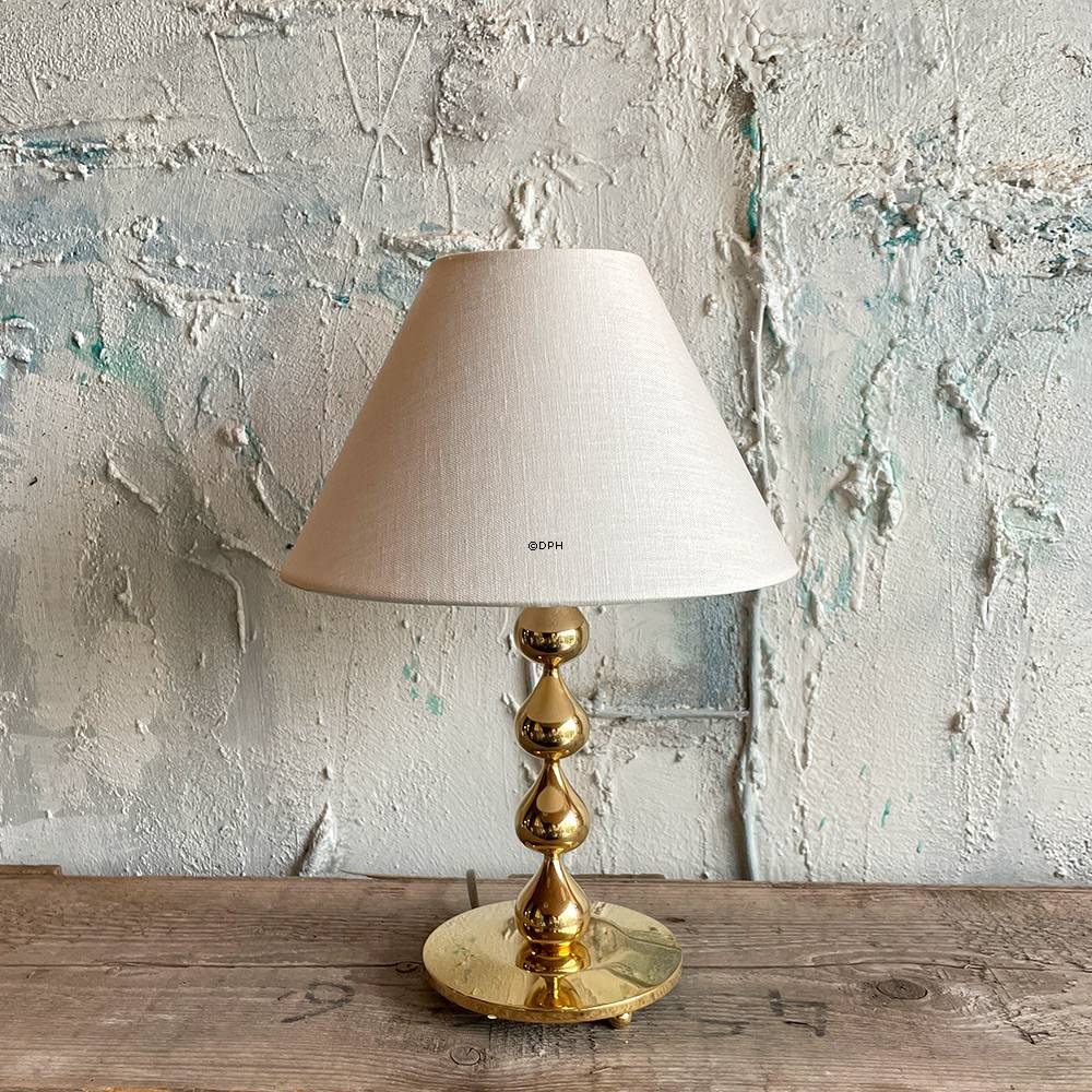 Rund lampeskærm 15 cm i højden, off white hør stof