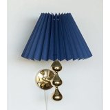 Plissé lampeskærm i blå chintz stof, sidelængde 15cm