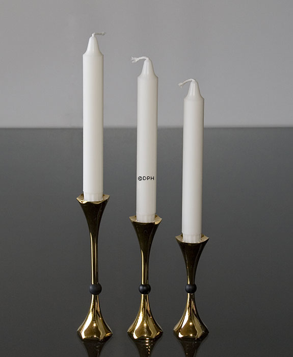 Asmussen Hexa lysestage i guld med sort kugle, stor