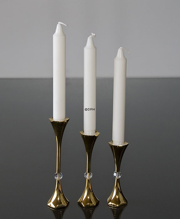 Asmussen Hexa lysestage i guld med krystal kugle, stor