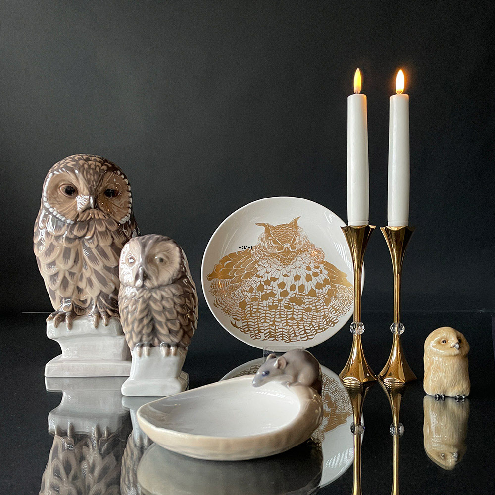 Asmussen Hexa lysestage i guld med krystal kugle, stor