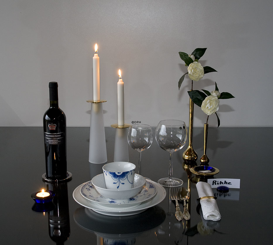 Asmussen Safir lysestage frosted hvid og guld, lille