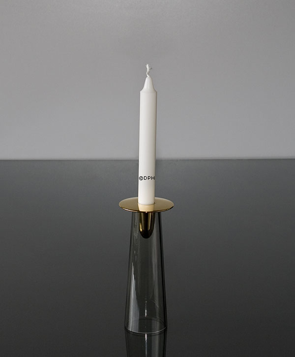 Asmussen Safir lysestage smoke og guld, mellem