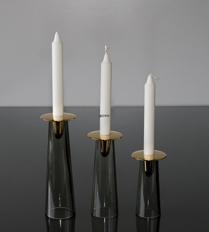 Asmussen Safir lysestage smoke og guld, stor