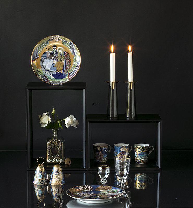 Asmussen Safir lysestage smoke og guld, stor