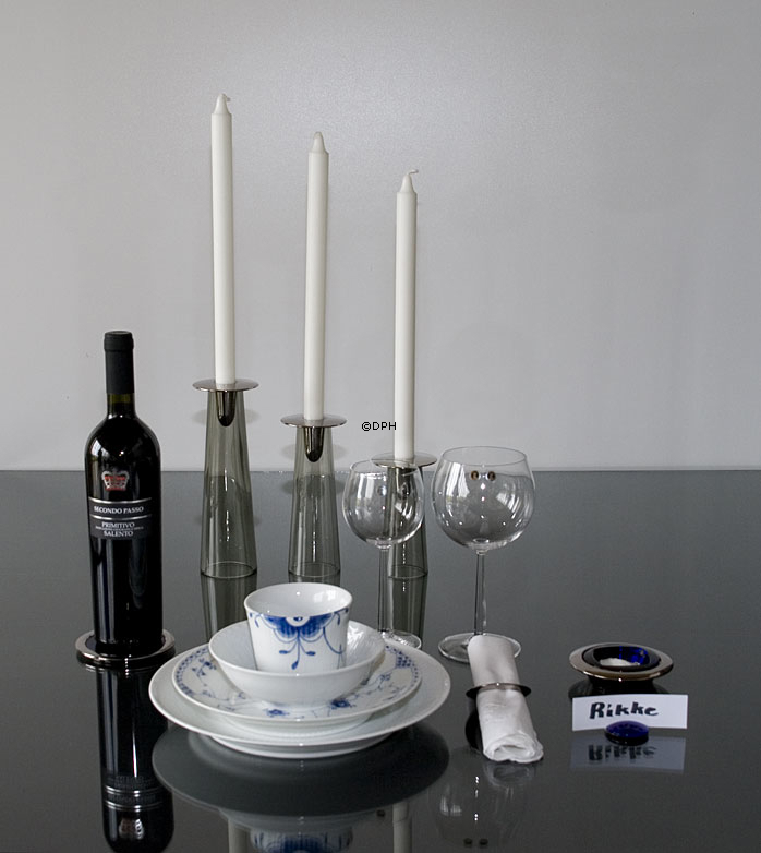 Asmussen Safir lysestage smoke og tin, lille