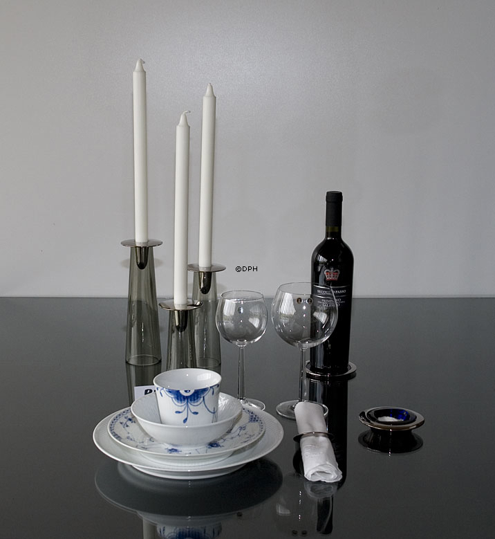 Asmussen Safir lysestage smoke og tin, lille