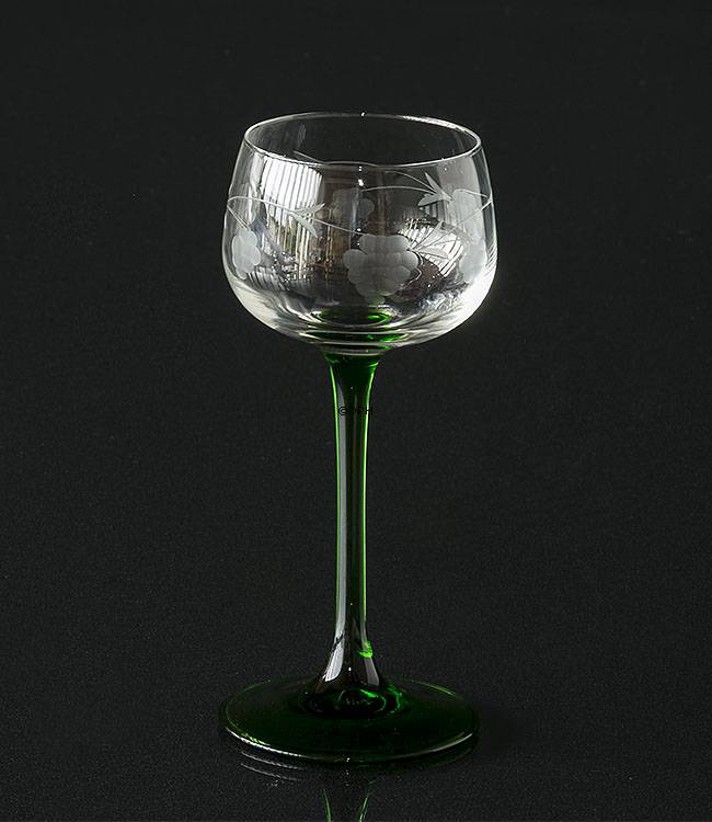 Rømer hvidvinsglas med grøn stilk