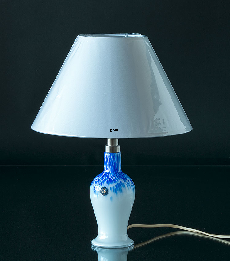 Holmegaard Torino Bordlampe med blå dekoration - Udgået af produktion