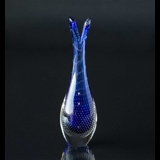 Duckling Vase, Holmegaard, glass blue with bubbles