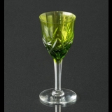 White Wine Glass in Green with Carvings