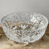 Large Crystal glass bowl on a small base with engravings