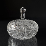 Crystal glass Bonbonniere, bowl with lid, with engravings