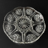 Crystal glass cake dish with engravings