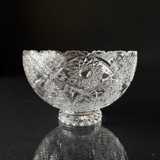 Crystal glass bowl on a small base with engravings