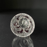 Krystal glas klokke med slibninger og berdeaux farvet glas