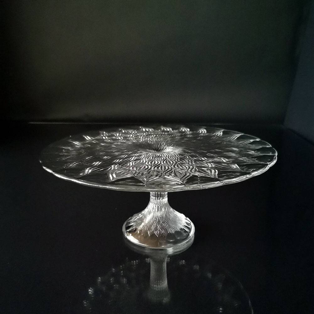 Lagkagefad på fod, krystal glas med slibninger