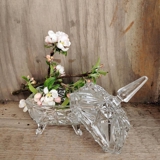 Crystal glass Bonbonniere, bowl with lid, with engravings