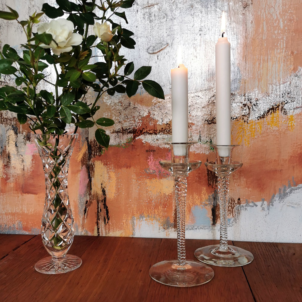 Sæt af 2 stk. glas lysestager 20 cm