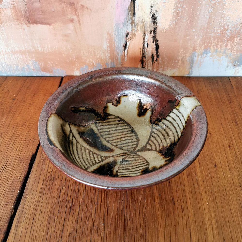 Keramik vase, brun med mønster