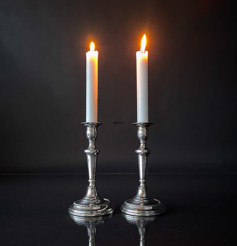 Sølv lysestager, 19cm. Sæt af 2 stk