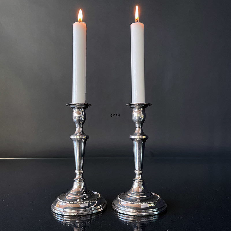 Sølv lysestager, 19cm. Sæt af 2 stk