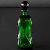 Holmegaard Grøn Glas Klukflaske med låg
