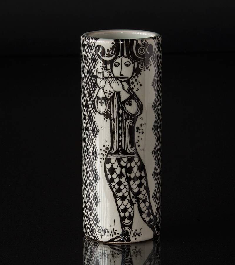 Vase Bjørn Wiinblad Duet med fløjtespiller og trommeslager nr. 3158-1316