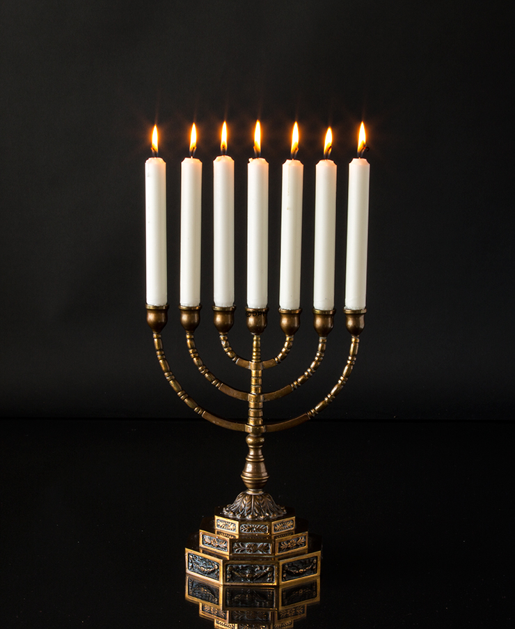 Dansk Titusstage Syvarmet lysestage i messing ca. 1920