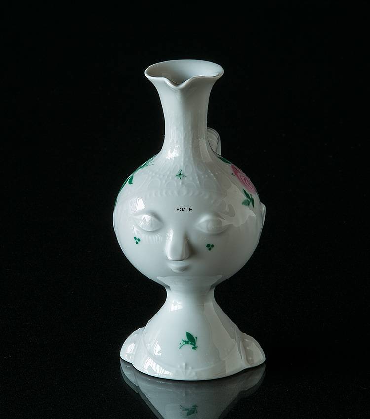 Vase eller kande, Rosenthal, Studio-Linie, hvid med lyserød rose
