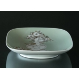 Bjorn Wiinblad Dish, Rosenthal, Decorated with lady with bird, green and gold color