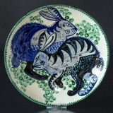 Large Ceramic Dish by Svend P with Rabbits