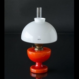 Holmegaard Victoria Orange glass oil lamp with white shade