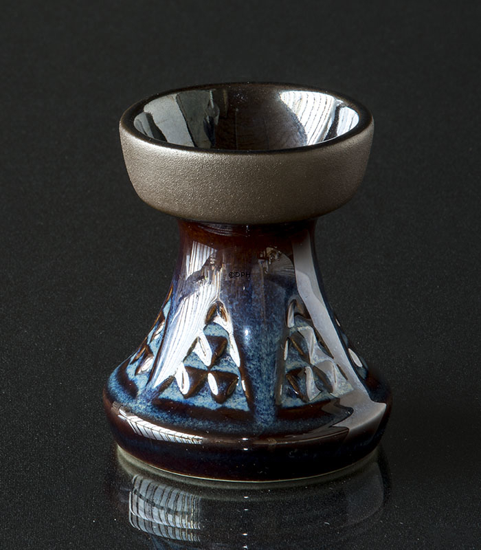 Blå Søholm lysestage nr, 3339, 9cm