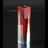Orrefors square glass vase, red