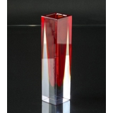 Orrefors firkantet glas vase, rød