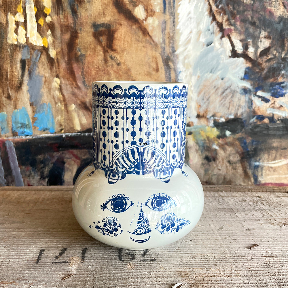 Vase Bjørn Wiinblad med ansigt (skår bagpå, som er limet på)