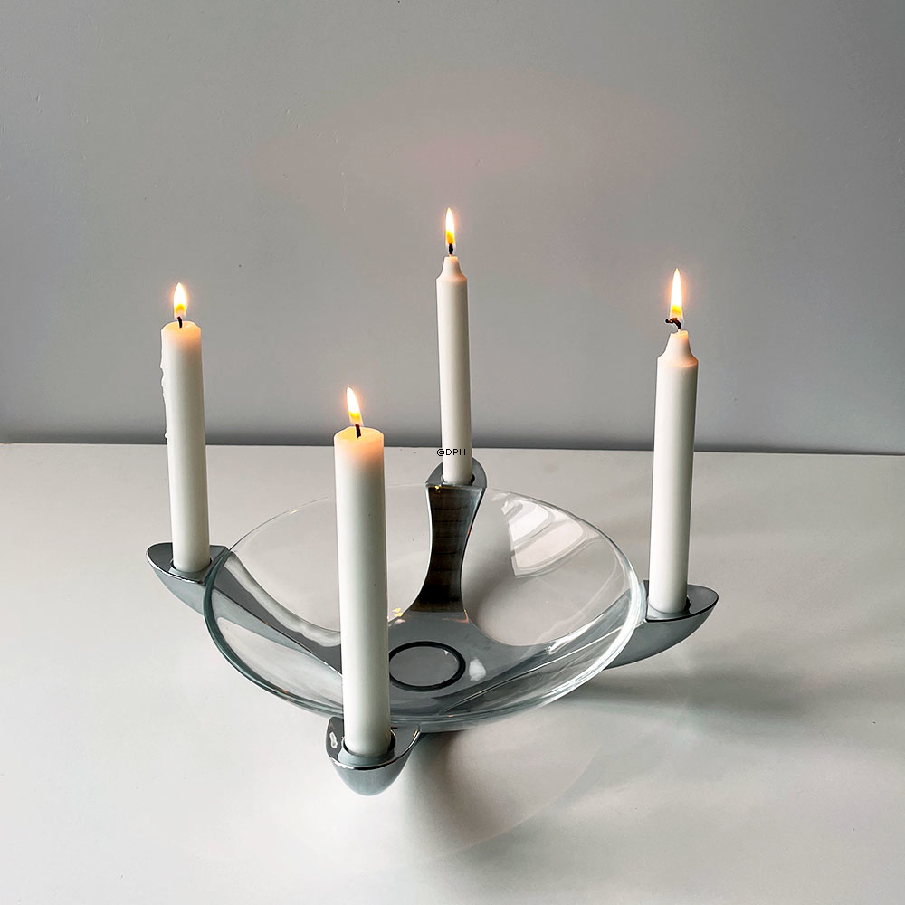 Stelton adventsstage med glasskål i midten (defekt mangler glasskål)