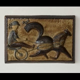 Relief with jockey and horse, Soholm Stoneware No. 3581