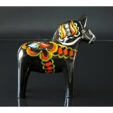Dalar horse of Wood in Black with Decoration