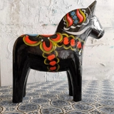 Dalar horse of Wood in Black with Decoration