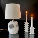 Holmegaard 4-season lamp, opal white with tree, mediuml (without lampshade) 
- Discontinued