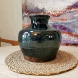 Keramikvase, marineblaue Glasur