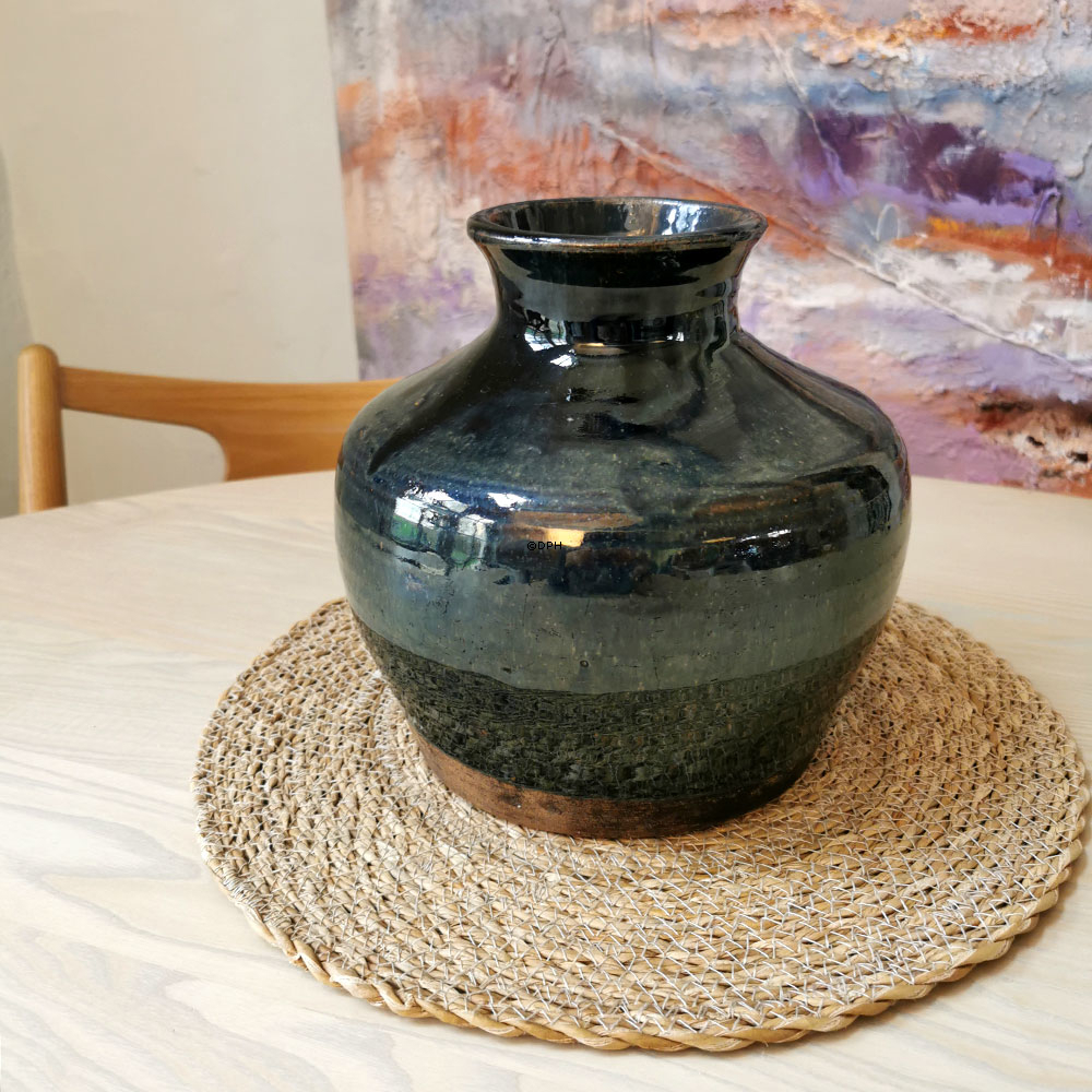 Keramik vase, marineblå glasur