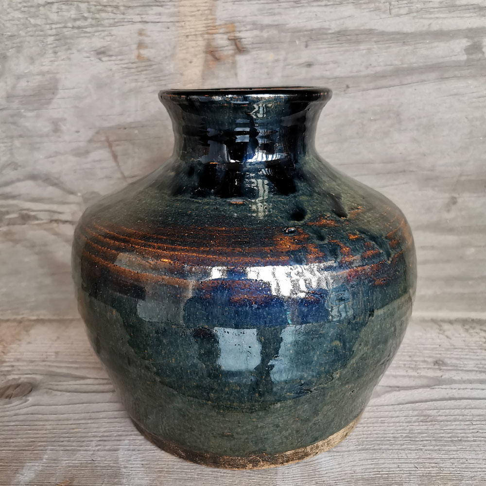 Keramik vase, marineblå glasur