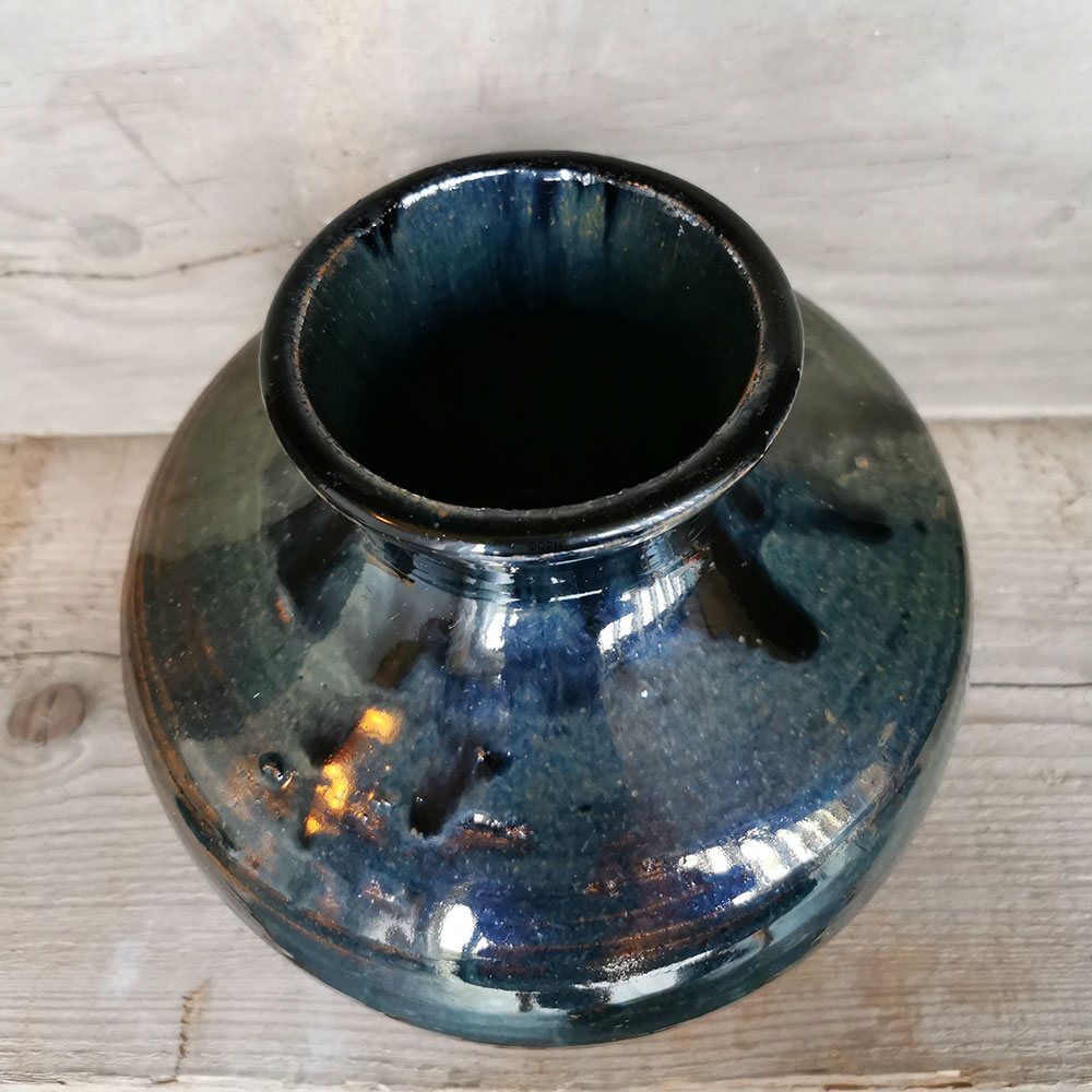 Keramik vase, marineblå glasur